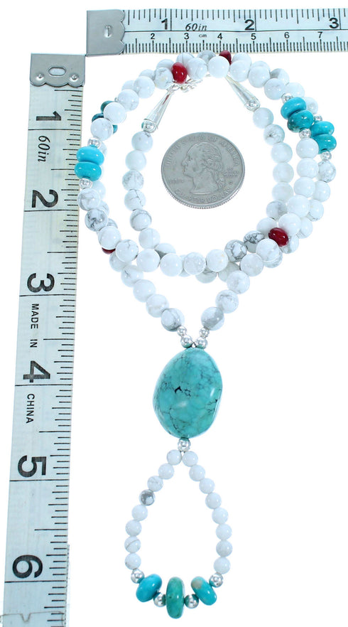 Sterling Silver And Multicolor Southwest Bead Necklace SX115085
